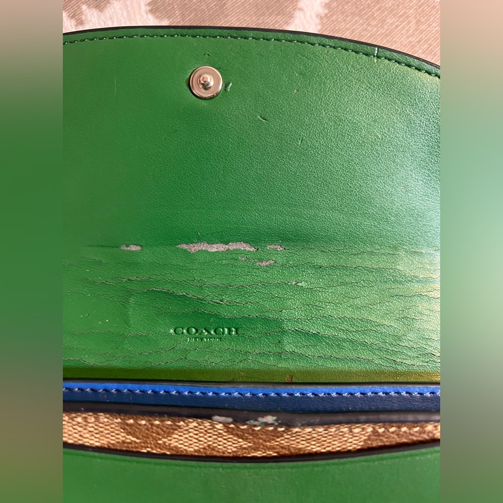 Coach Blue and Green Women's Wallet - Picture 3 of 9